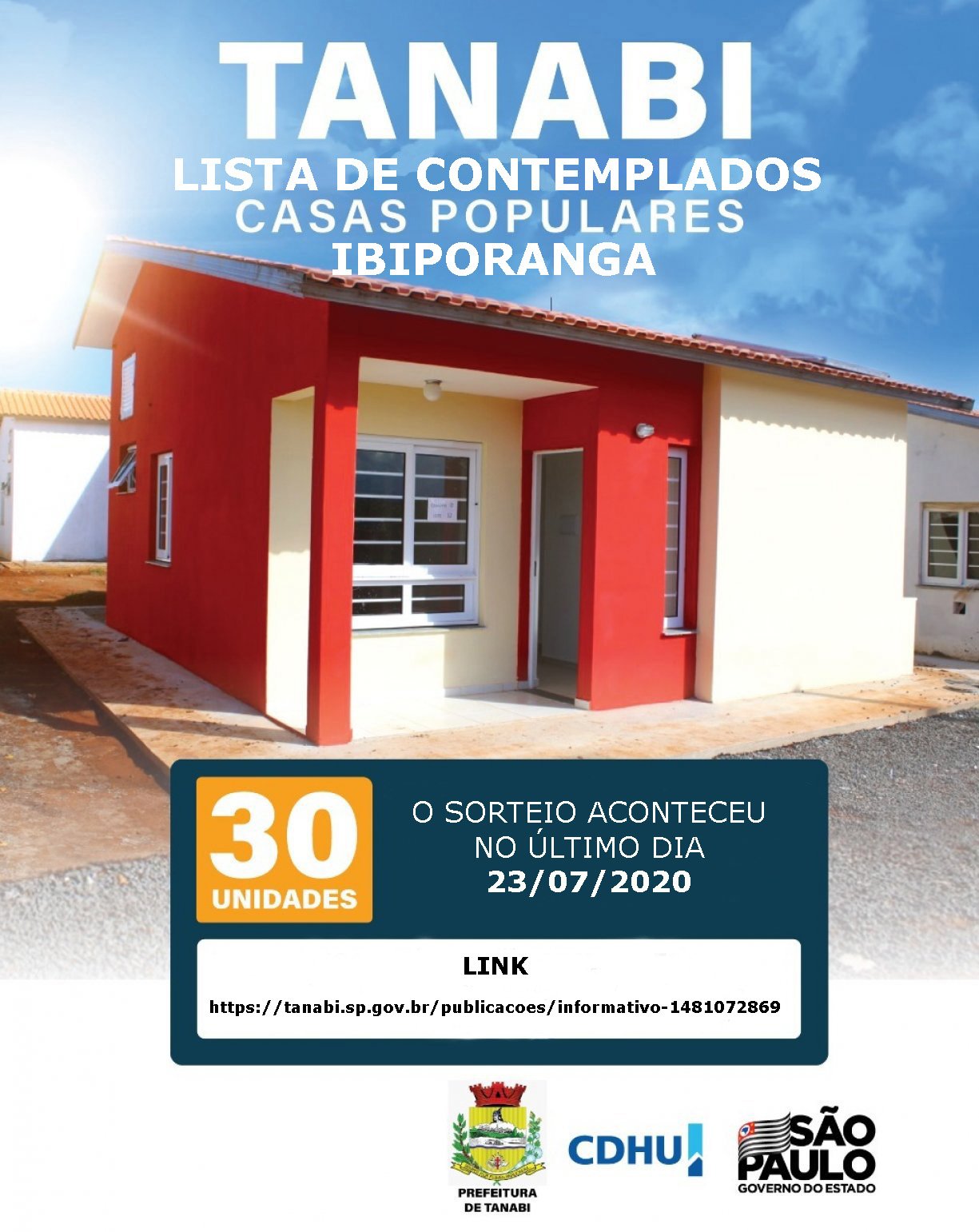 CDHU IBIPORANGA: Confira a lista de comtemplados no sorteio ocorrido dia 23/07