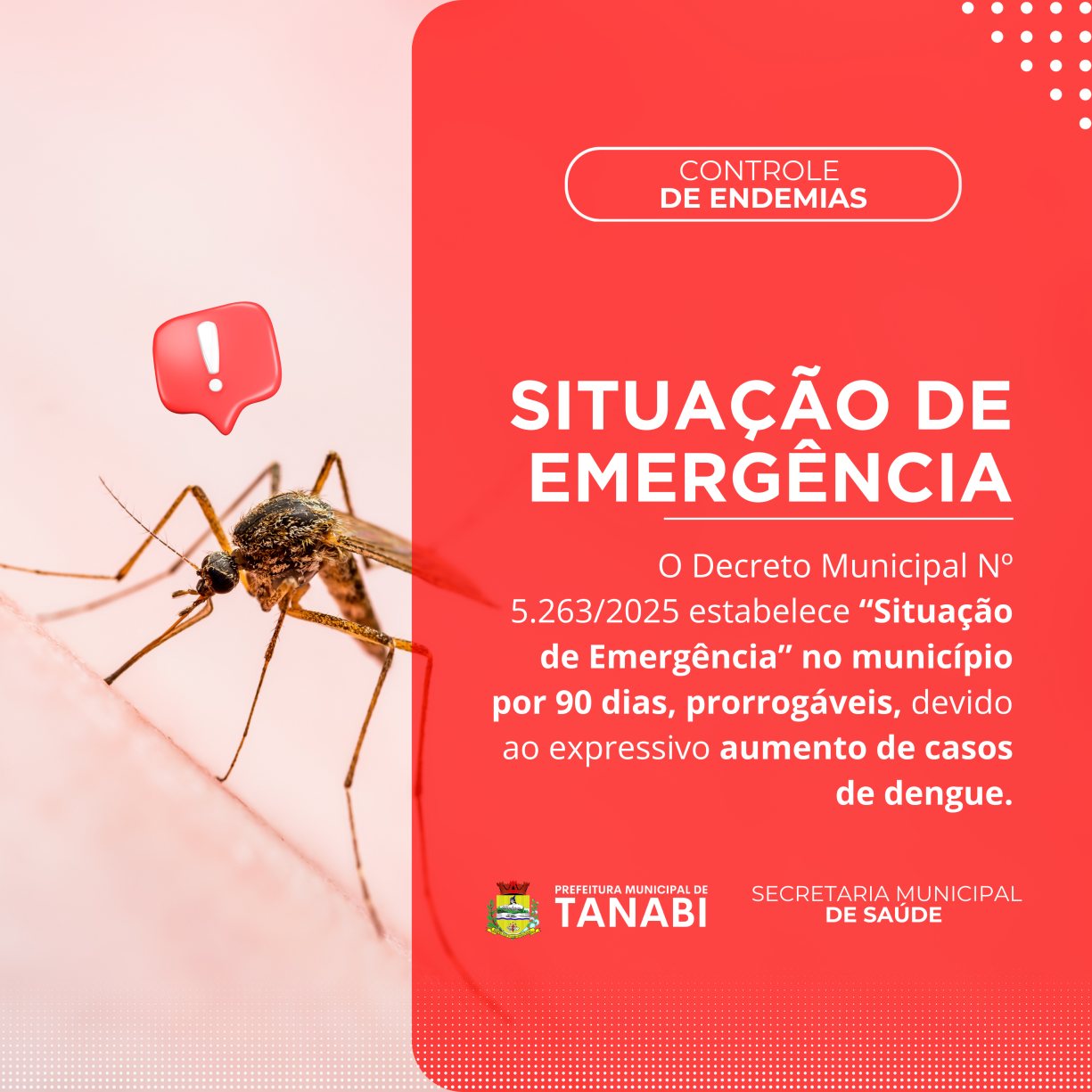 Tanabi declara situação de emergência na saúde pública para combater o mosquito Aedes aegypti 