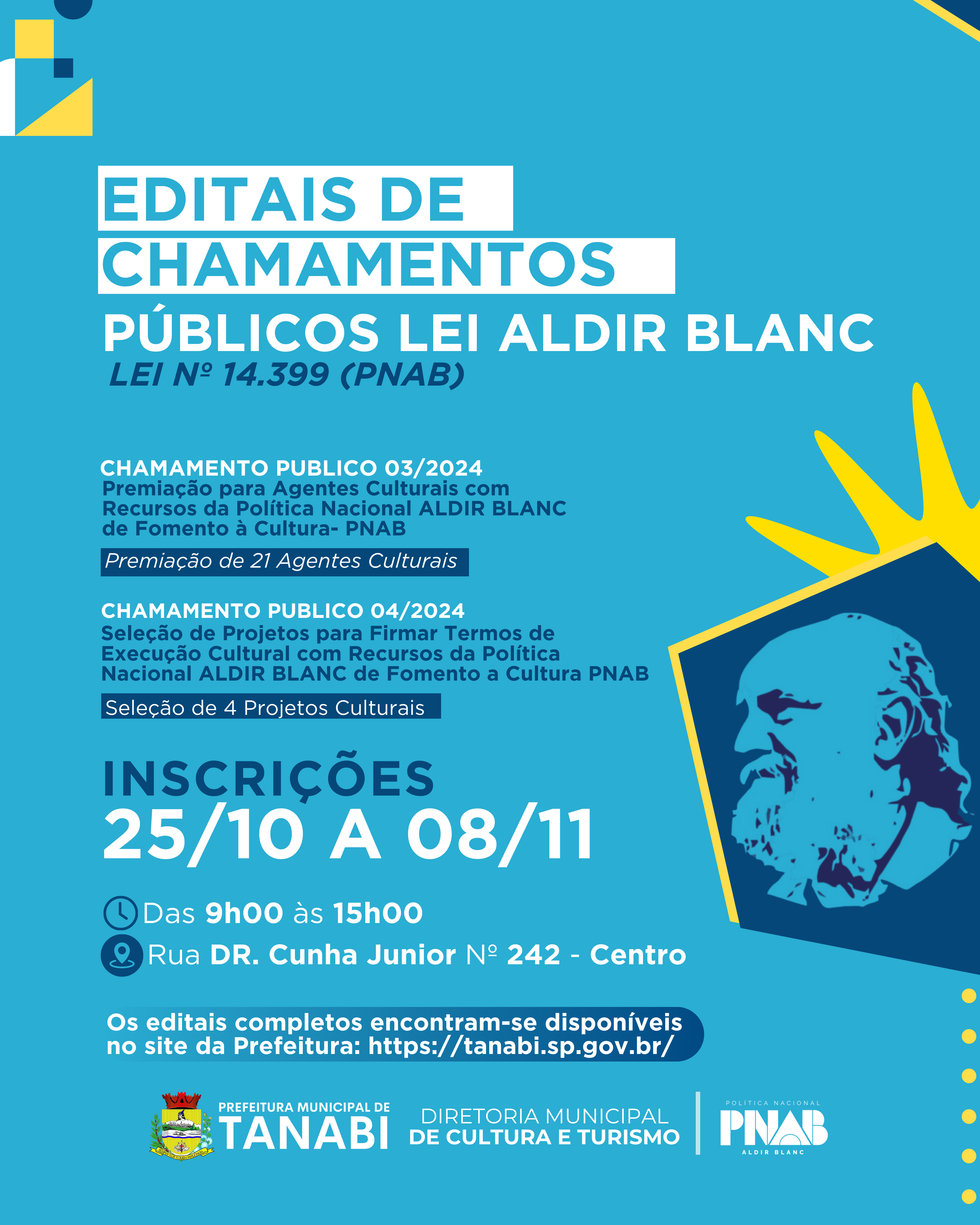 EDITAIS DE CHAMAMENTOS PÚBLICOS DA LEI ALDIR BLANC