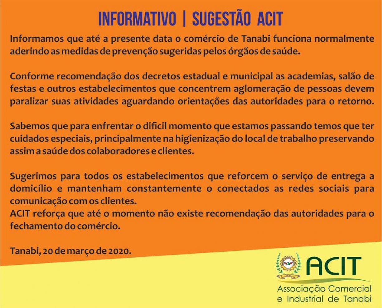 ATENÇÃO PARA ESTE COMUNICADO DA ACIT