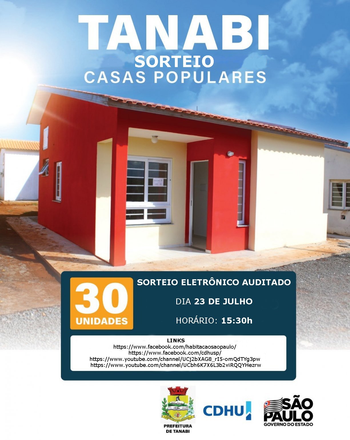 CDHU sorteia no próximo dia 23 as 30 casas populares do Tanabi B localizado em Ibiporanga