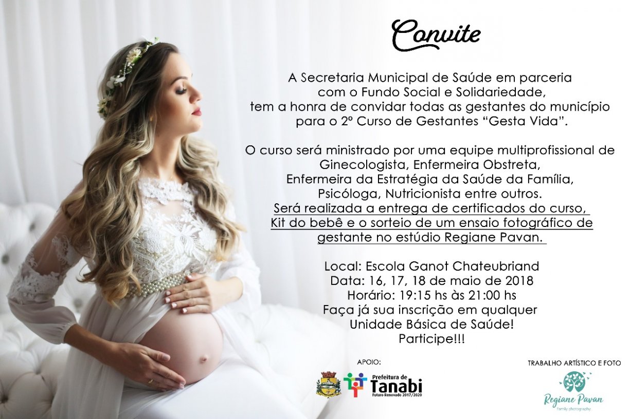 ATENÇÃO - COMEÇA HOJE O II CURSO DE GESTANTES – GESTA VIDA